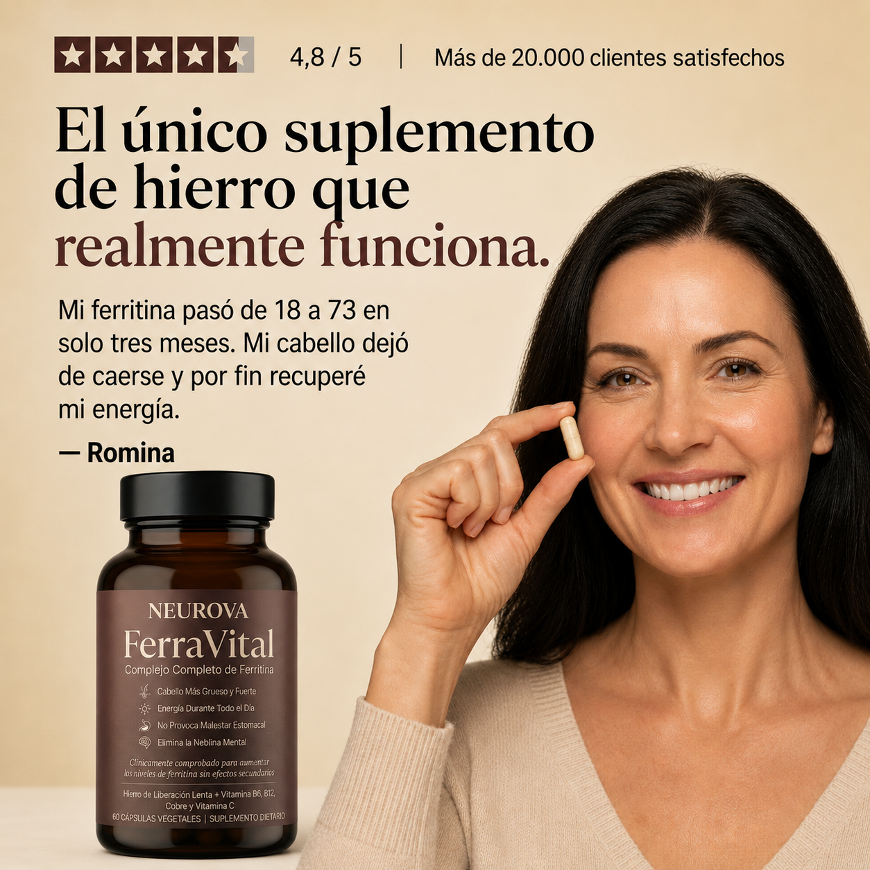 Hierro + Vitaminas para Energía y Cabello - FerraVital™