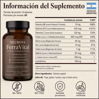 Hierro + Vitaminas para Energía y Cabello - FerraVital™